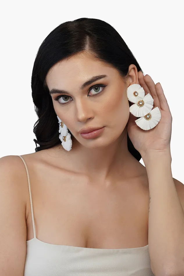 Women Jewelry America and Beyond Morning Glory Raffia Earrings
