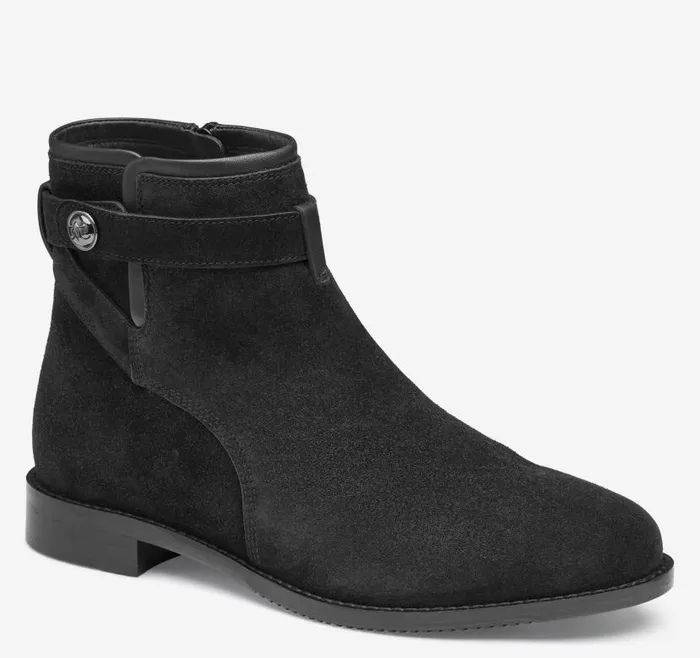 Women Johnston and Murphy Boots and Booties Darby Snap Bootie Black Suede