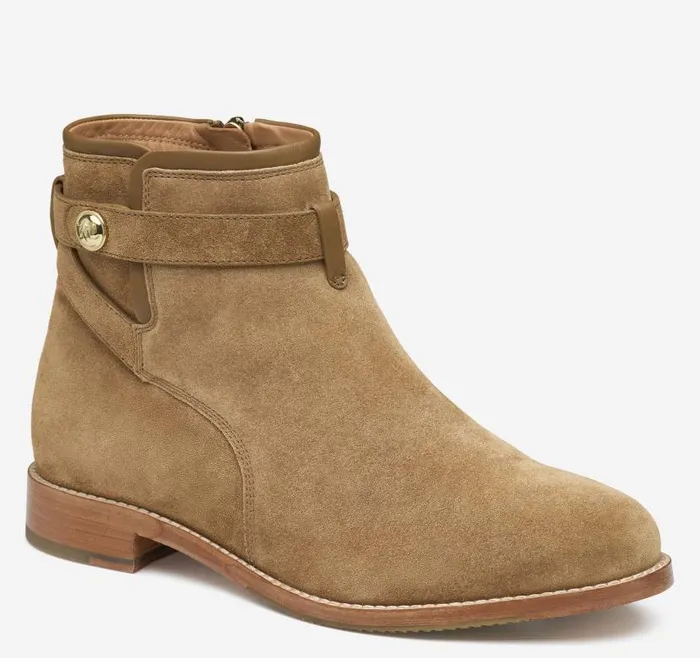 Women Johnston and Murphy Boots and Booties Darby Snap Bootie Chesnut Suede
