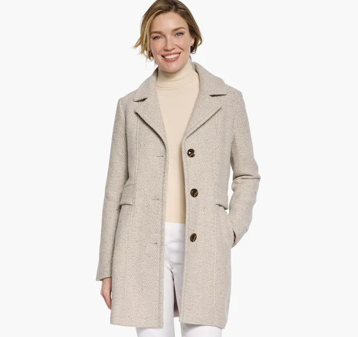 Women Johnston and Murphy Coats Jackets and Vests Tweed Coat Oatmeal
