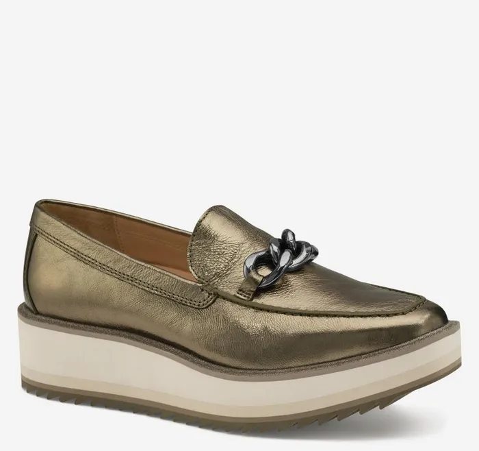 Women Johnston and Murphy Mules and Loafers Gracelyn Chain Loafer Bronze Metallic Sheepskin Women Johnston and Murphy Mules and Loafers Gracelyn Chain Loafer Bronze Metallic Sheepskin