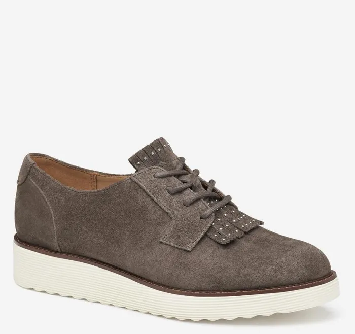 Women Johnston and Murphy Mules and Loafers Mitzi Kiltie Oxford Dark Gray Suede Women Johnston and Murphy Mules and Loafers Mitzi Kiltie Oxford Dark Gray Suede