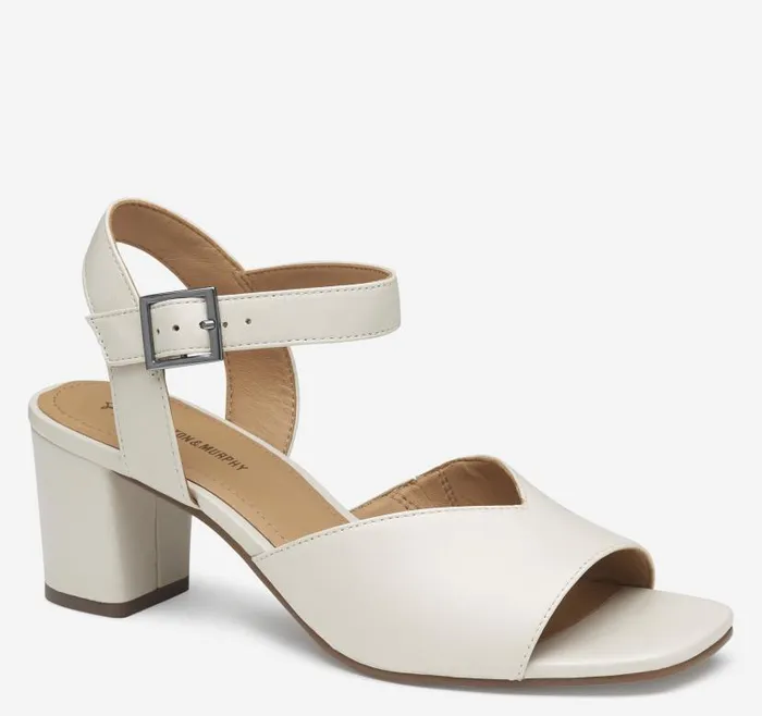 Women Johnston and Murphy Sandals Evelyn AnkleStrap Sandal Bone Glove Leather