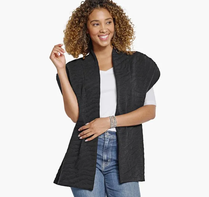 Women Johnston and Murphy Shirts Sweaters and Blazers Knit Jacquard Vest Black Women Johnston and Murphy Shirts Sweaters and Blazers Knit Jacquard Vest Black
