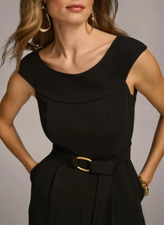 Women JUMPSUIT WITH HARDWARE BELT Black Donna Karan New York Dresses And Jumpsuits Women JUMPSUIT WITH HARDWARE BELT Black Donna Karan New York Dresses And Jumpsuits