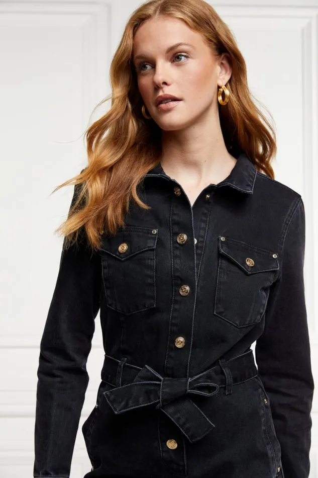 Women Jumpsuits Holland Cooper Denim Jumpsuit Washed Black Women Jumpsuits Holland Cooper Denim Jumpsuit Washed Black