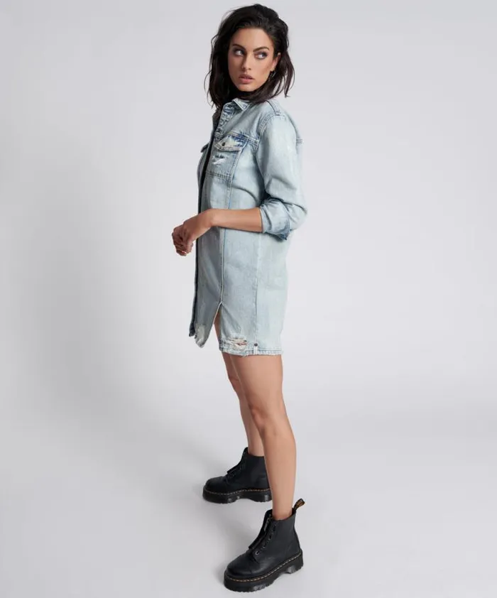 Women KANSAS BLUE TRUCKER SHIRT DRESS One Teaspoon Denim Dresses Women KANSAS BLUE TRUCKER SHIRT DRESS One Teaspoon Denim Dresses