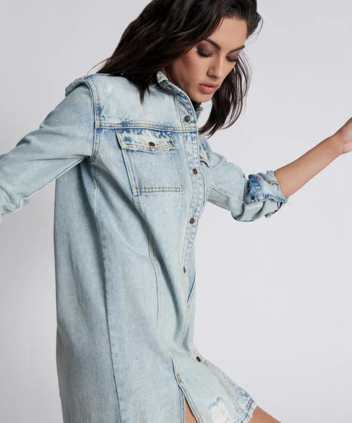 Women KANSAS BLUE TRUCKER SHIRT DRESS One Teaspoon Denim Dresses Women KANSAS BLUE TRUCKER SHIRT DRESS One Teaspoon Denim Dresses