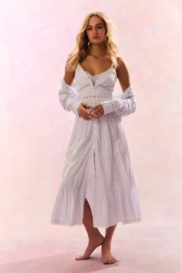 WomenKids LoveShackFancy Dresses Esilda Cotton Midi Dress Vintage Voyage