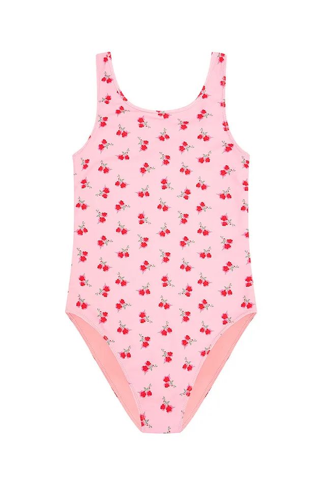 WomenKids LoveShackFancy Swim Girls Aldora Cherry One Piece Swimsuit Cherry Pink