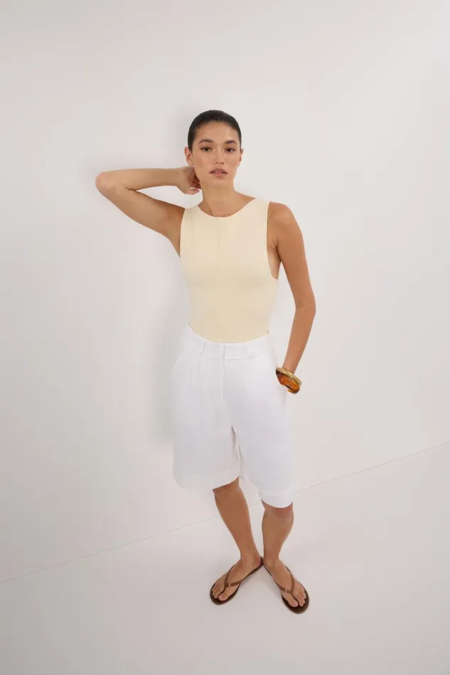 Women Knitted DISSH OWEN CREAM BOAT NECK TOP