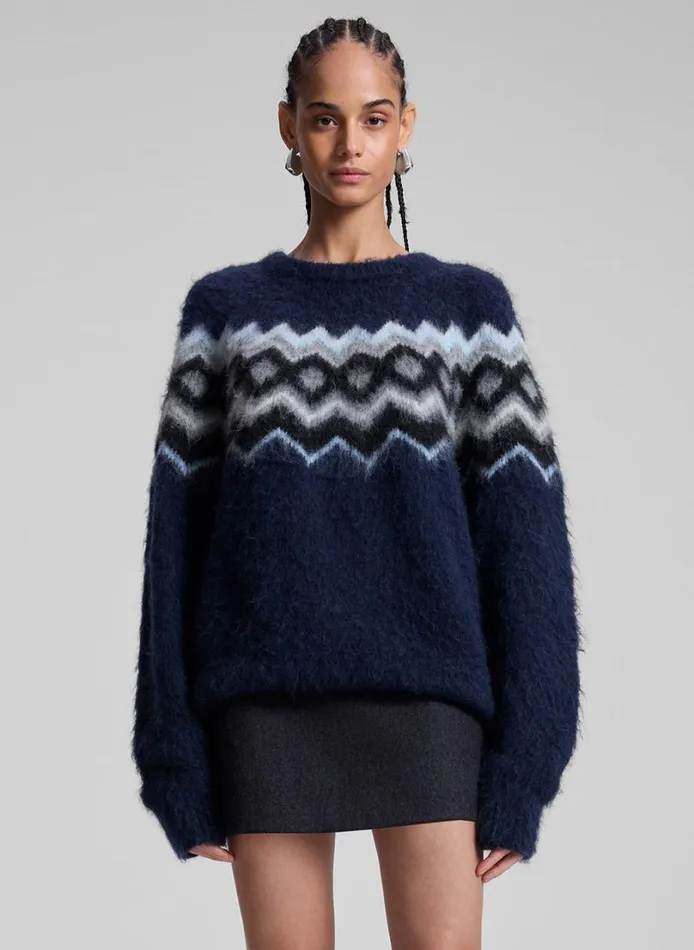 Women Knitwear ALC Ezra Fairisle Sweater Navy Multi