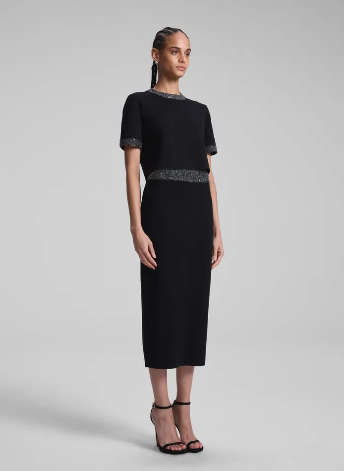 Women Knitwear ALC Jane Sequin Embellished Knit Midi Skirt Blacksilver