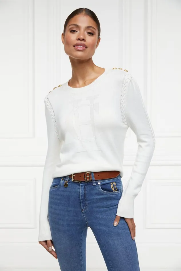 Women Knitwear Holland Cooper Bibury Crew Neck Knit Natural