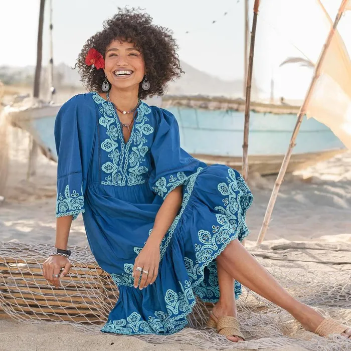 Women Layna Embroidered Dress Petite White Sundance Catalog Dresses and Jumpsuits