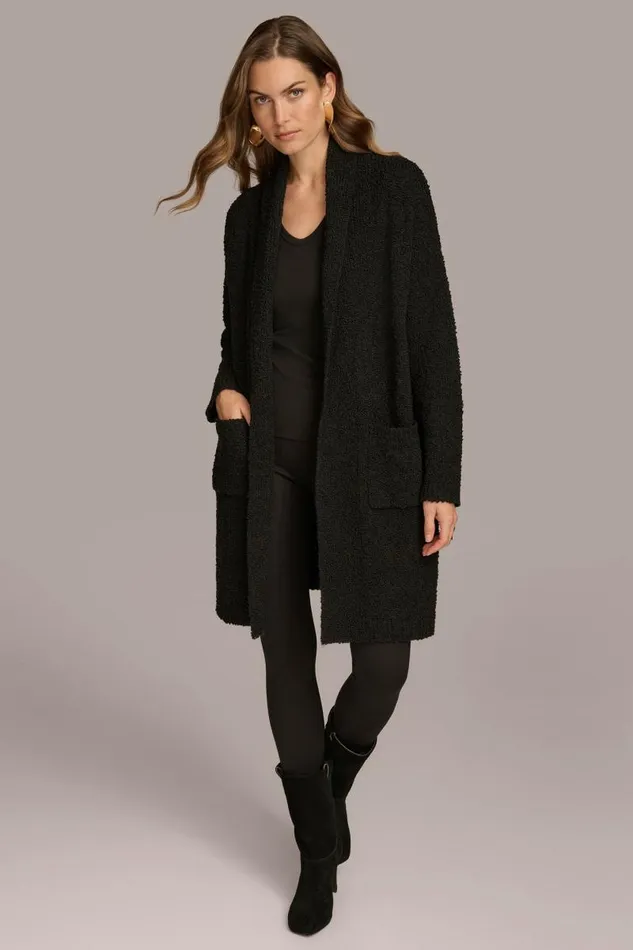 Women LONG OPENFRONT CARDIGAN Black Donna Karan New York Sweaters And Tops Women LONG OPENFRONT CARDIGAN Black Donna Karan New York Sweaters And Tops