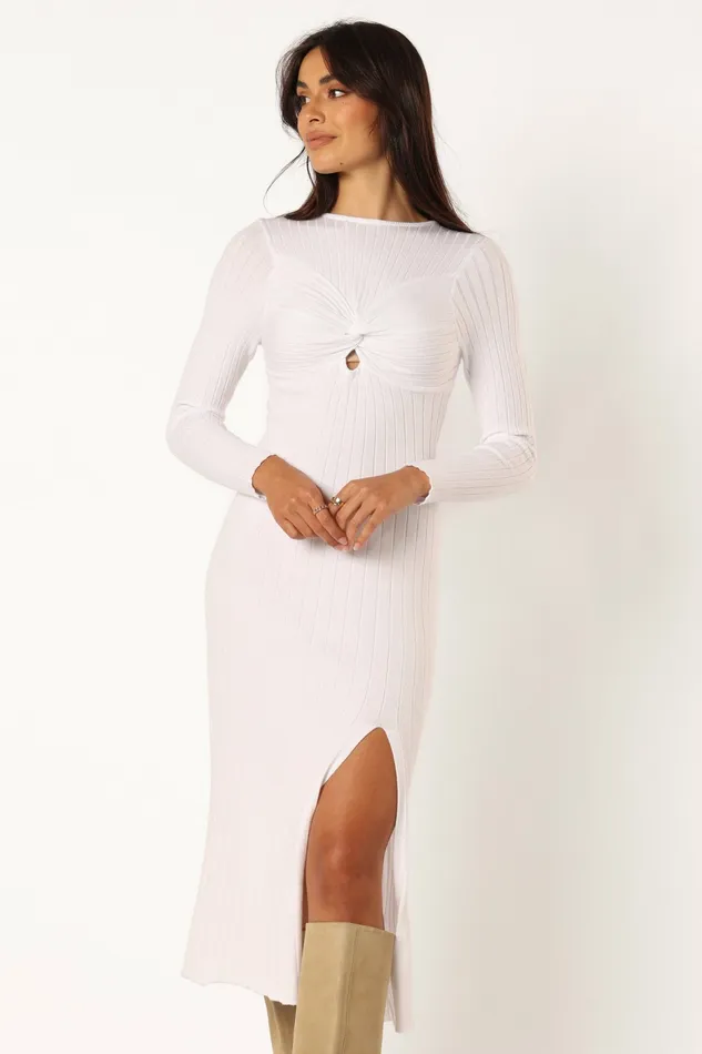 Women Long Sleeve Dresses Petal and Pup Zayla Long Sleeve Midi Dress Cream