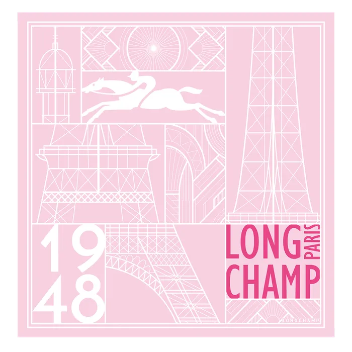 Women Longchamp Eiffel Tower 1948 Silk scarf 50 Ballerina Silk Scarves