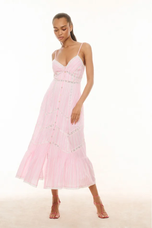 Women LoveShackFancy Dresses Esilda Cotton Midi Dress Captiva Pink