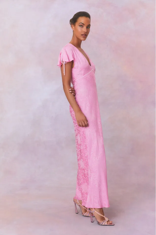 Women LoveShackFancy Dresses Loulou Jacquard Printed Maxi Dress Bright Pink