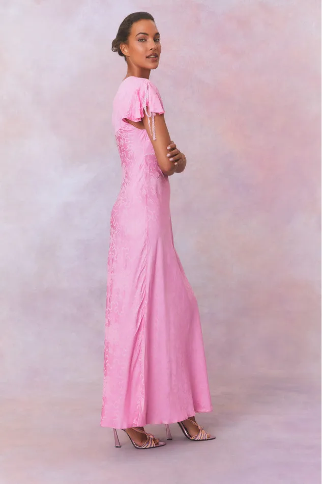 Women LoveShackFancy Dresses Loulou Jacquard Printed Maxi Dress Bright Pink