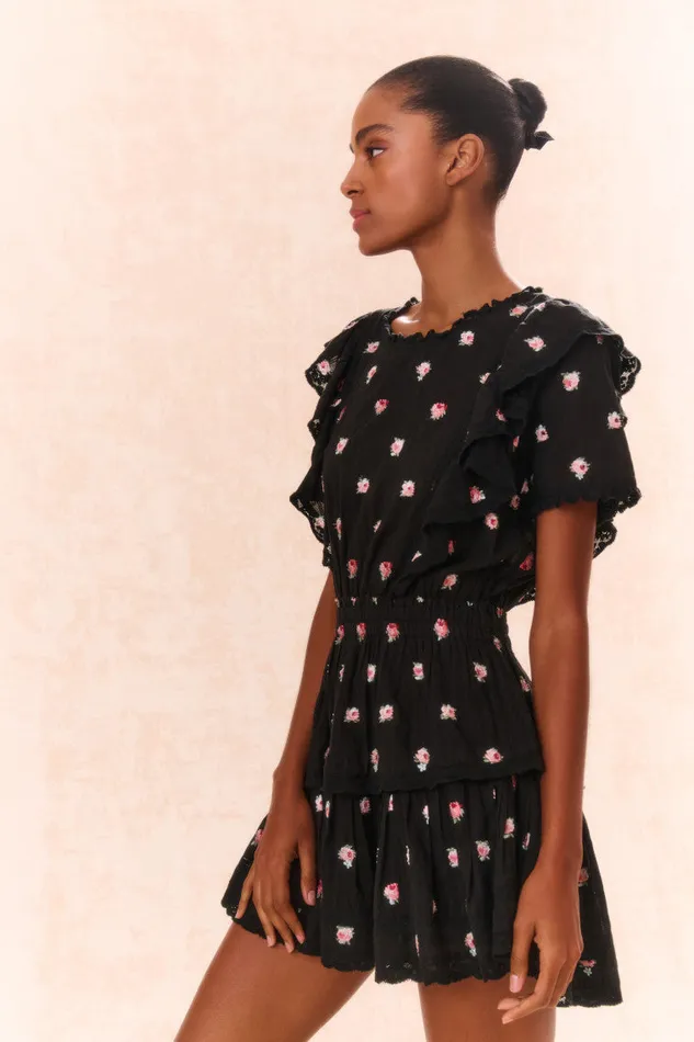 Women LoveShackFancy Dresses Natasha Cotton Floral Dress Black Combo