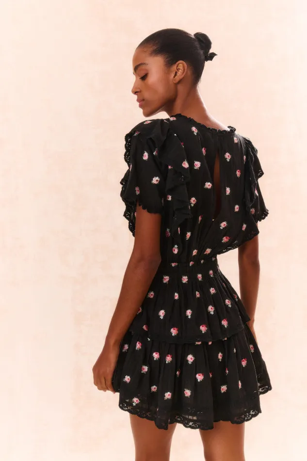 Women LoveShackFancy Dresses Natasha Cotton Floral Dress Black Combo