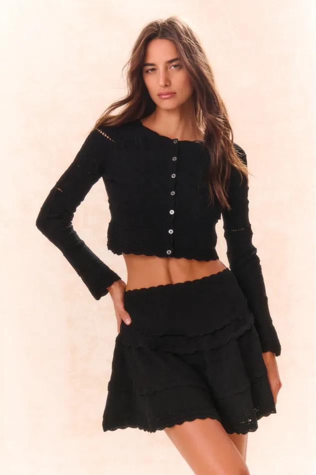 Women LoveShackFancy Skirts Colella Pointelle Knit Mini Skirt Black