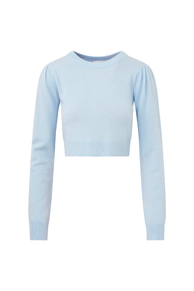 Women LoveShackFancy Sweaters Lune Cashmere Crop Pullover Delphinium