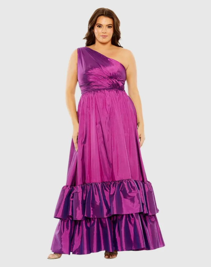 Women Mac Duggal One Shoulder Asymmetrical Ruffle Hem Gown Turquoise Plus Size Dresses Women Mac Duggal One Shoulder Asymmetrical Ruffle Hem Gown Turquoise Plus Size Dresses