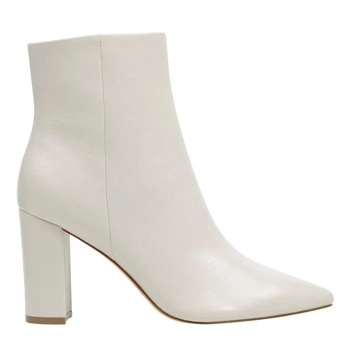 Women Marc Fisher Dress Boots Ulani Heeled Bootie Ivory Leather