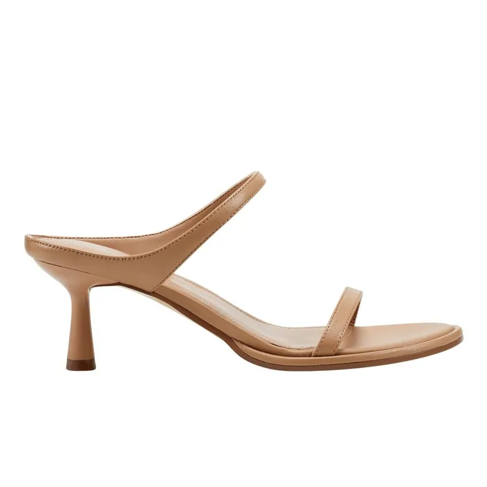 Women Marc Fisher Heels and Pumps Alonde Heeled Slide Sandal Medium Natural Leather
