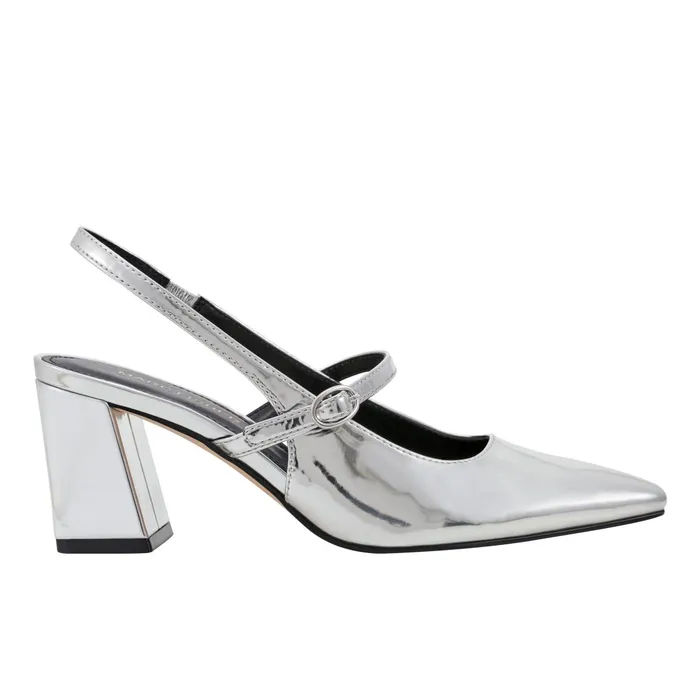 Women Marc Fisher Heels and Pumps Lanai Slingback Pump Silver