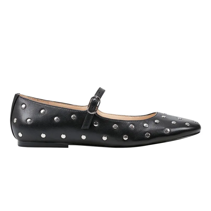 Women Marc Fisher Loafers and Flats Elizza Mary Jane Ballet Flat Black Leather