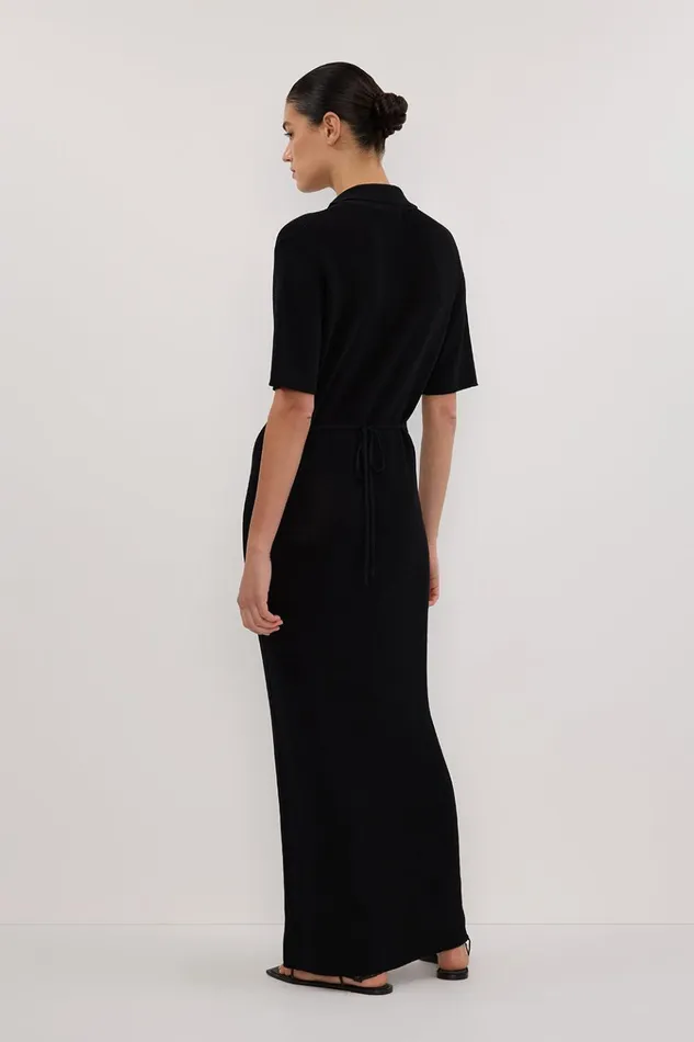 Women Maxi Dresses DISSH LIAM BLACK KNIT POLO MAXI DRESS