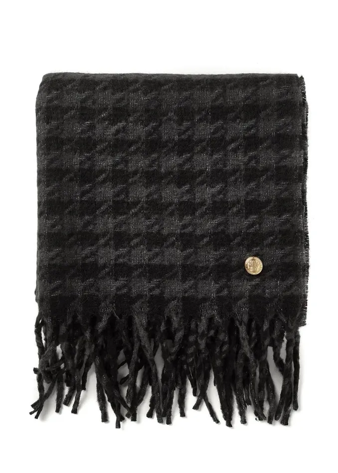 WomenMen Scarves Holland Cooper HC Chelsea Scarf Grey Houndstooth