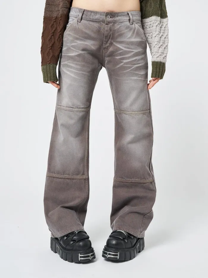 Women Minga London Bottoms Brew Washed Brown Straight Jeans