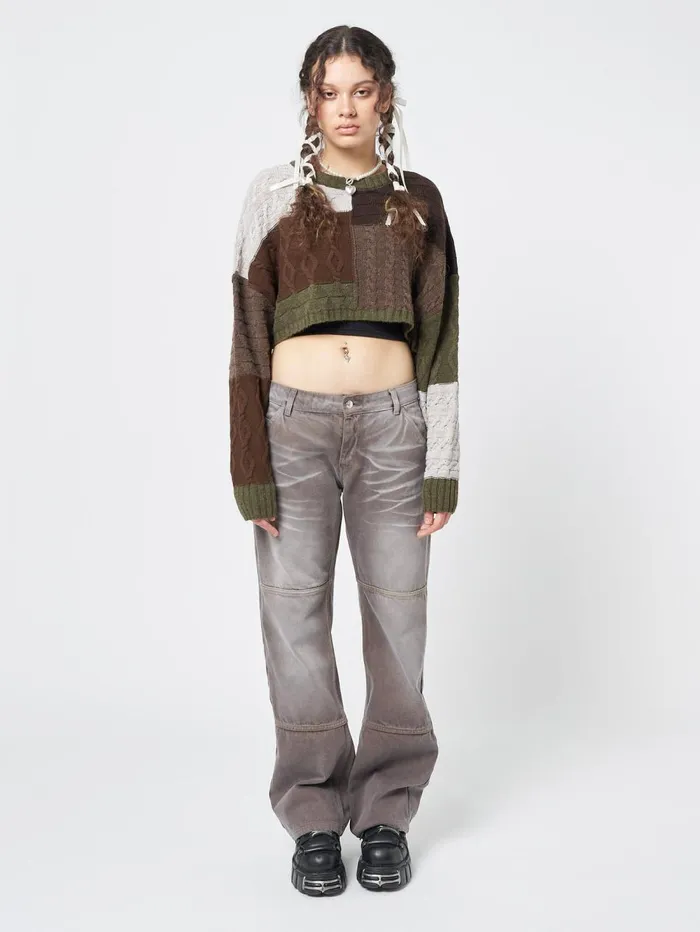 Women Minga London Bottoms Brew Washed Brown Straight Jeans