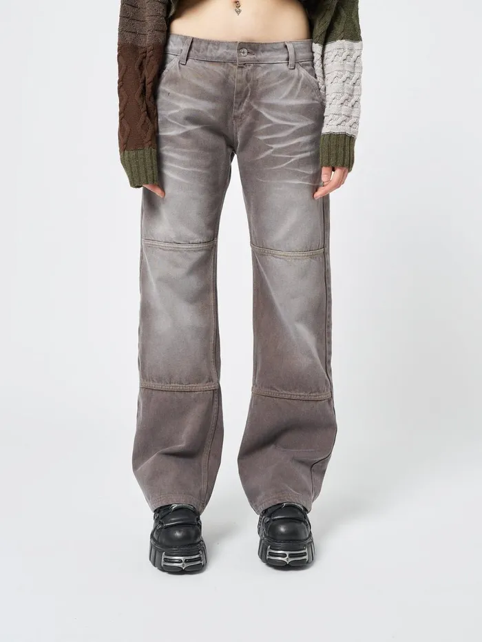 Women Minga London Bottoms Brew Washed Brown Straight Jeans