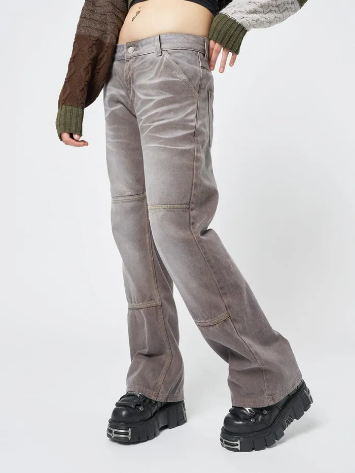 Women Minga London Bottoms Brew Washed Brown Straight Jeans