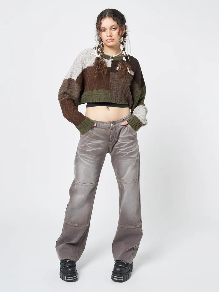 Women Minga London Bottoms Brew Washed Brown Straight Jeans