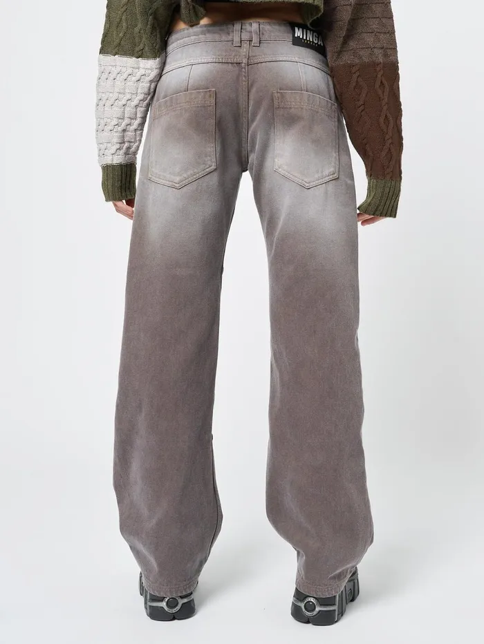 Women Minga London Bottoms Brew Washed Brown Straight Jeans