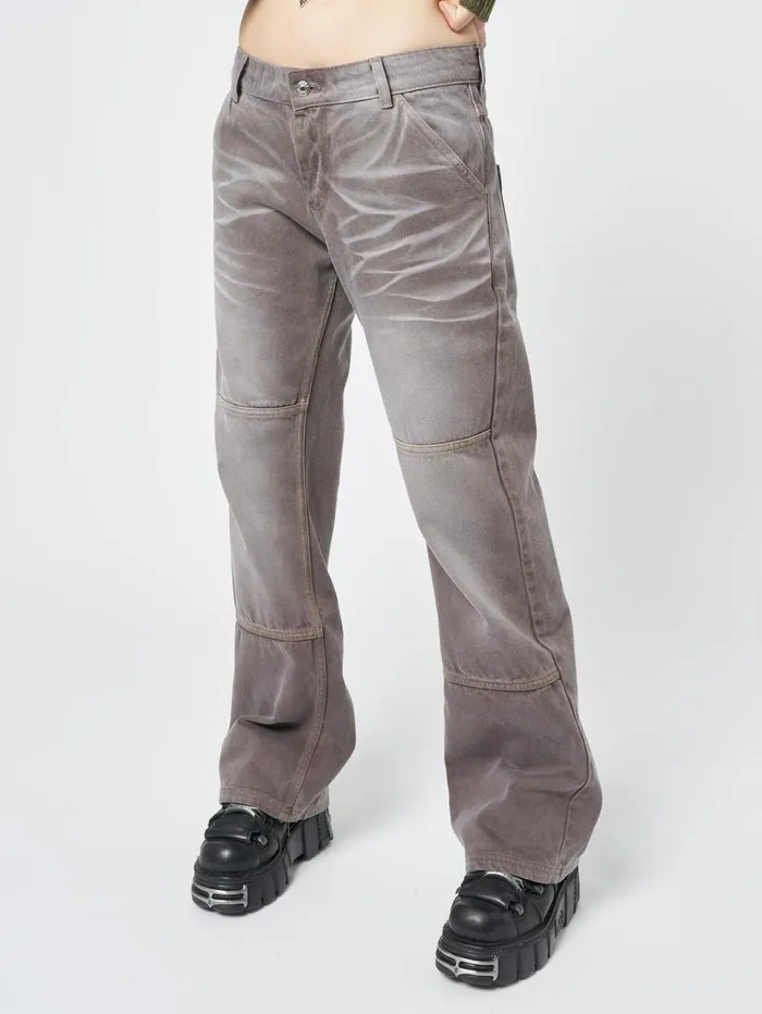Women Minga London Bottoms Brew Washed Brown Straight Jeans
