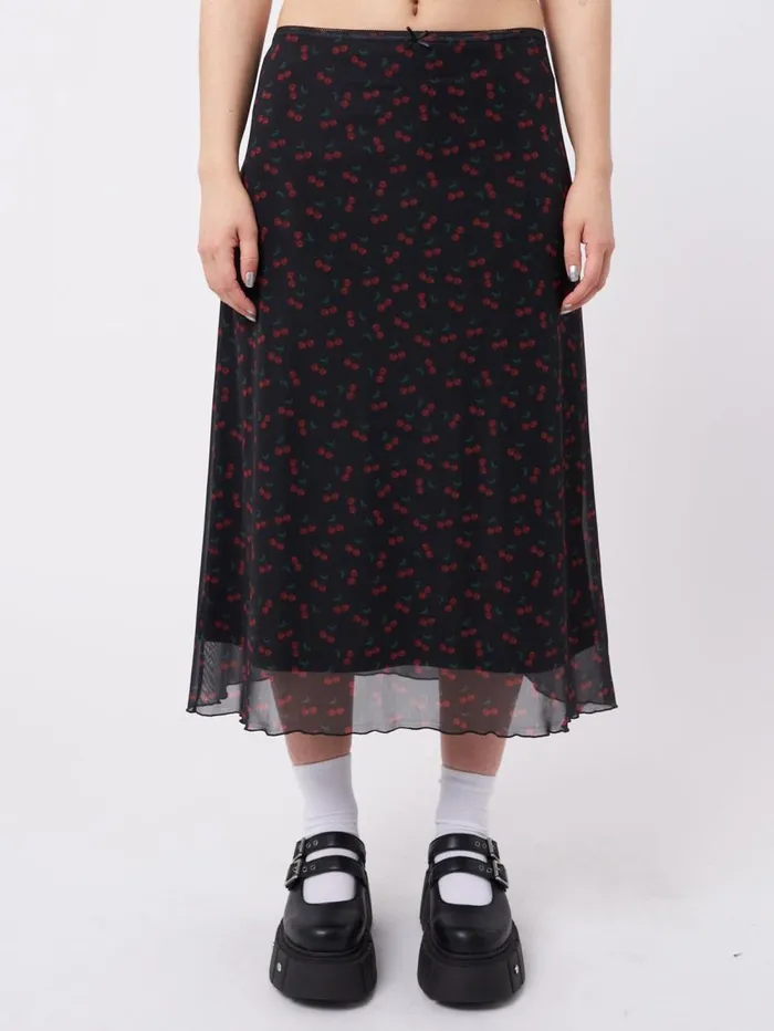 Women Minga London Bottoms Cherry Cola Mesh Midi Skirt