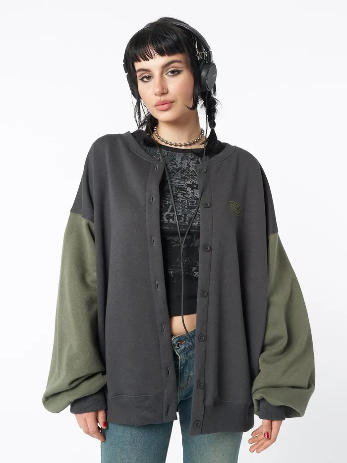Women Minga London Jackets and Cardigans Ivy Black Green Bomber Jacket
