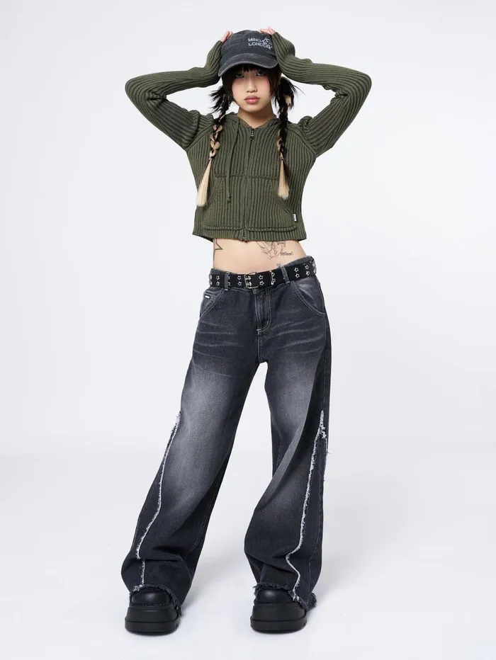 Women Minga London Jackets and Cardigans Jinx Green Cropped Zip Hoodie Cardigan