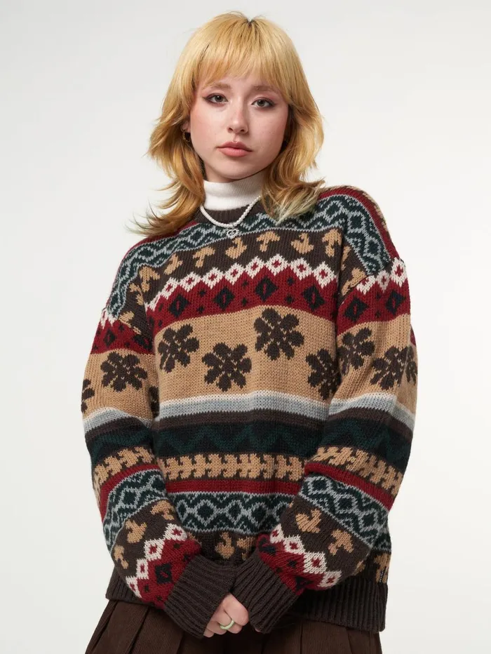 Women Minga London Knitwear Granny Jacquard Knit Jumper