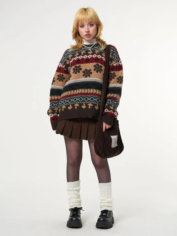 Women Minga London Knitwear Granny Jacquard Knit Jumper
