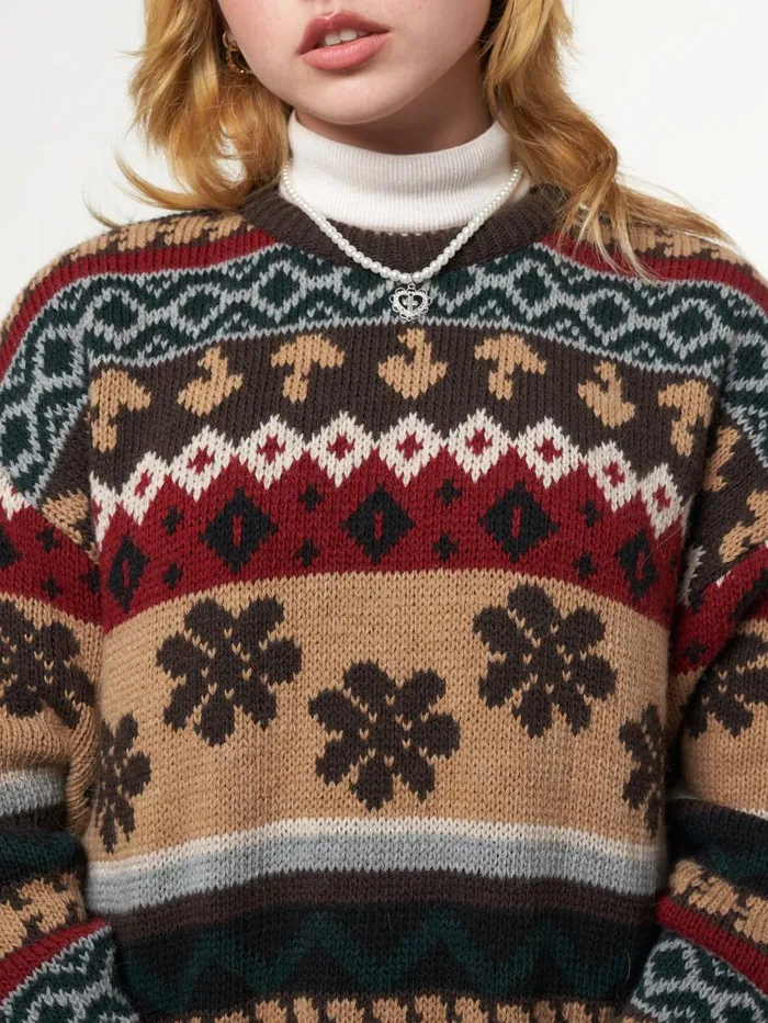 Women Minga London Knitwear Granny Jacquard Knit Jumper