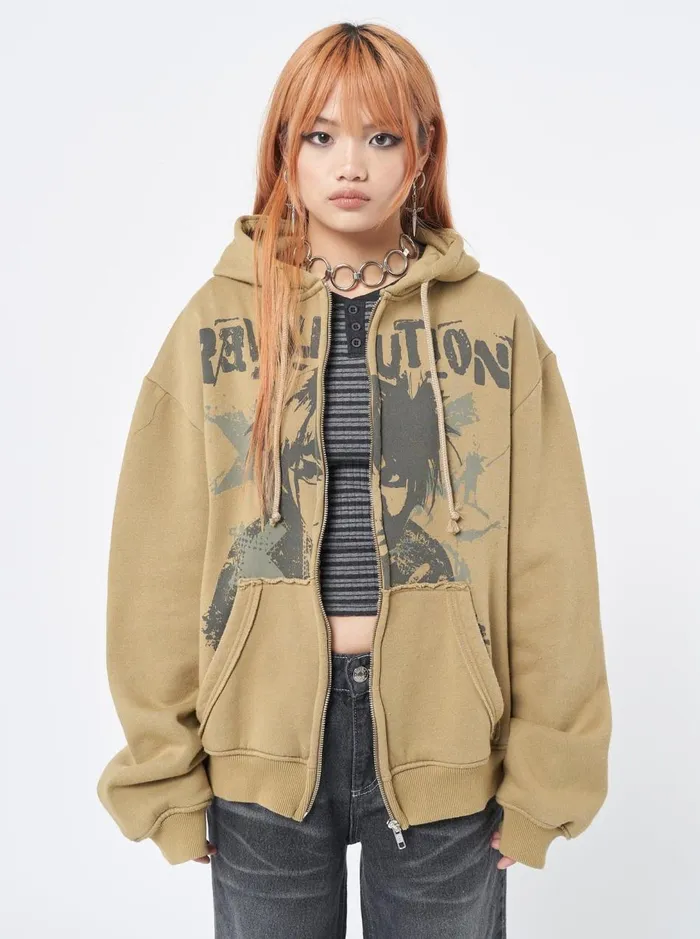 Women Minga London Sweaters and Hoodies Revolution Zip Up Hoodie